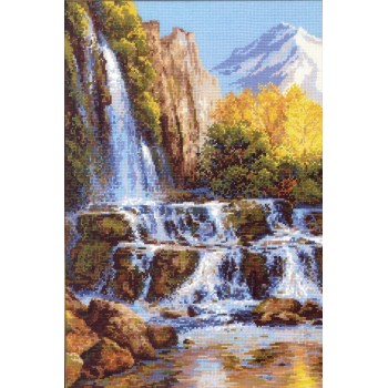 Kit Punto de Cruz Paisaje con Cascadas RIOLIS waterfall landscape 1194 cross stitch kit
