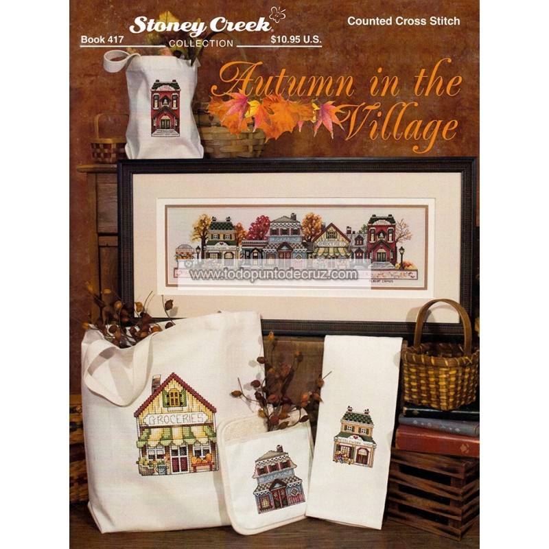 Gráfico Punto de Cruz Otoño en el Pueblo Stoney Creek 417 Autumn in the village cross stitch chart
