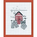 Kit Punto de Cruz Caseta de Baño en Rojo Permin 13-7123 red house cross stitch kit