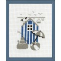 Kit Punto de Cruz Caseta de Baño en Azul Permin 13-7124 Blue house cross stitch kit
