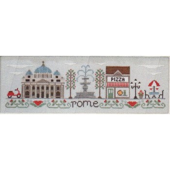 Gráfico Punto de Cruz Tarde en Roma Country Cottage Needleworks afternoon in Rome cross stitch chart